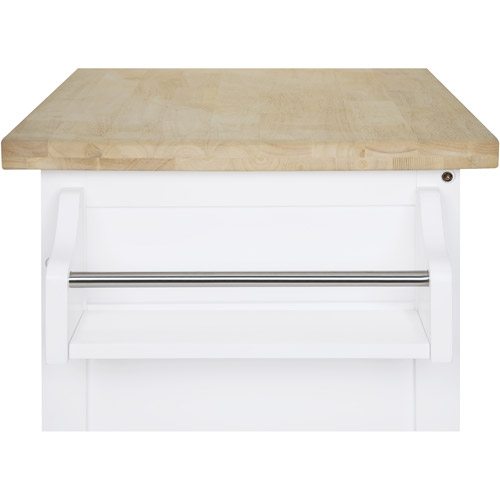 Mainstays Kitchen Island Cart with Drawer and Storage Shelves， White