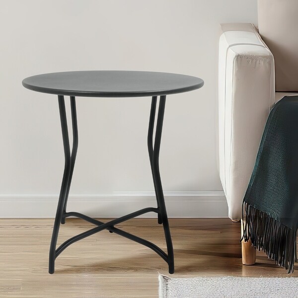 Round Patio Metal Side Snack Table