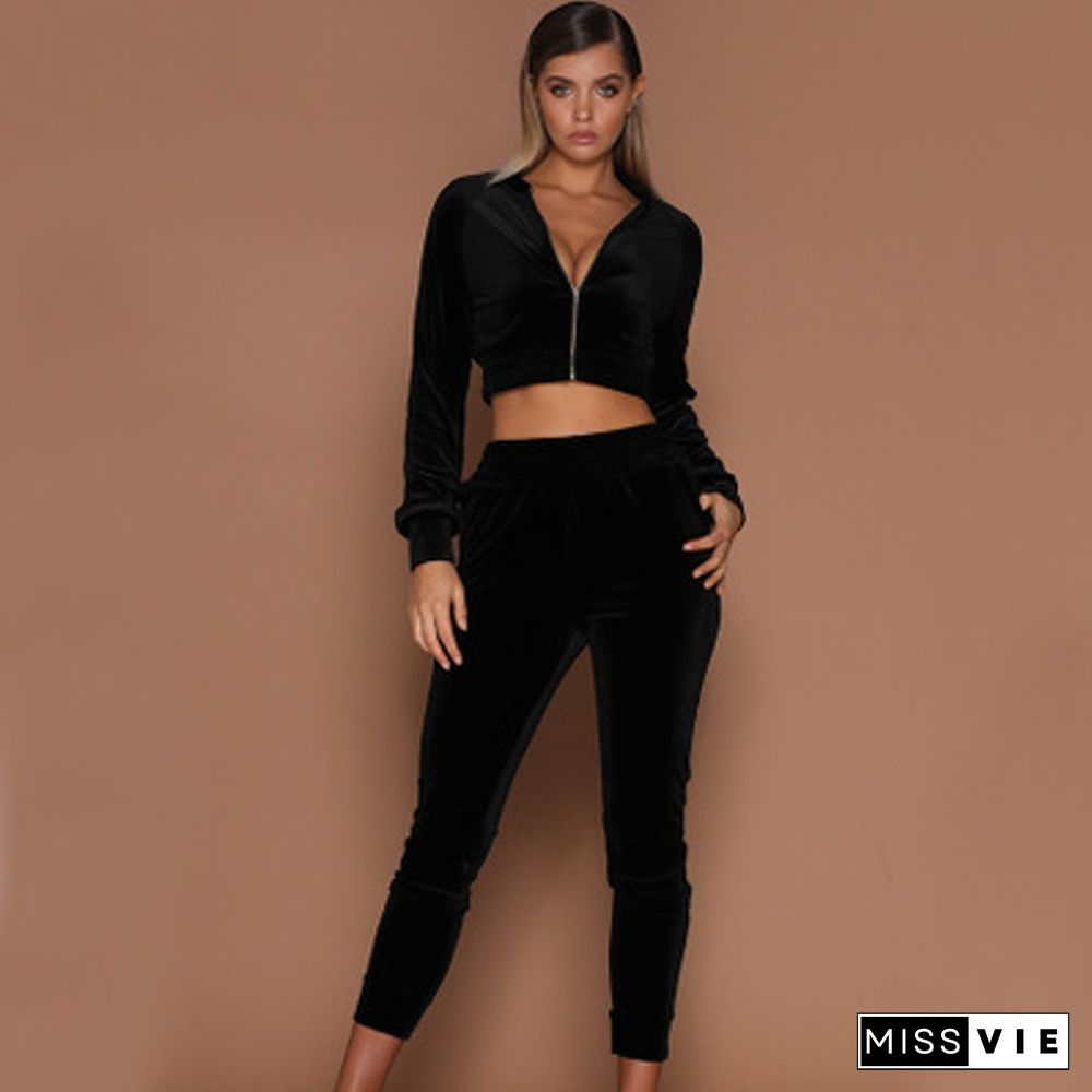 Two Piece Set Women Tracksuit Hoodies Sweatshirt & Pants High Waist Sets Workout Wear Fashion Long Sleeve Zipper Suits