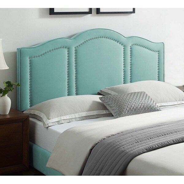 Augusta Light Green Velvet Upholstered King/California King Size Headboard with Nailhead Trim - - 33121369