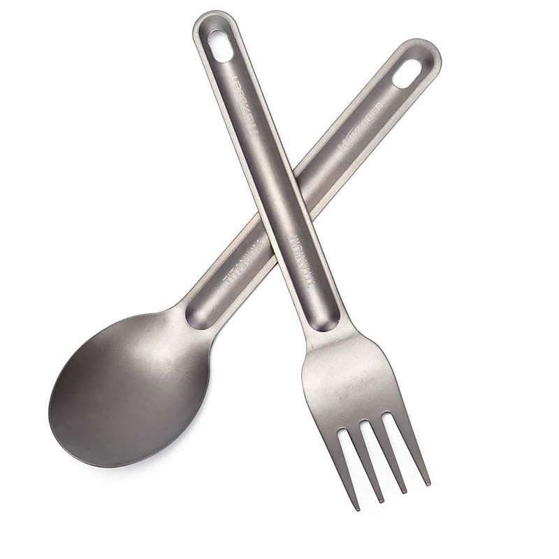 MageCrux 1Pc Light Weight Titanium Spoon Fork For Outdoor Camping Tableware