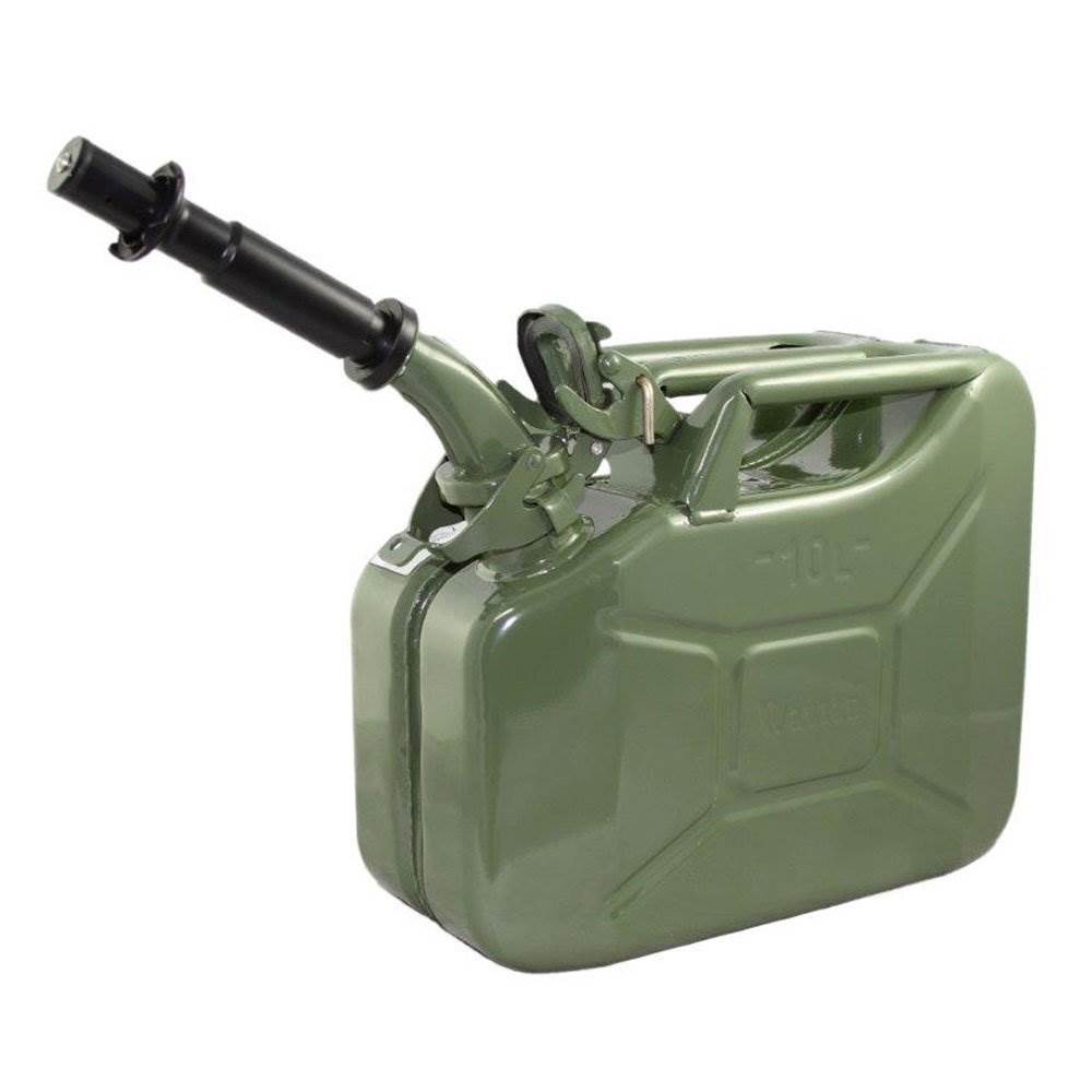 2 Pack Wavian 3013 2.6 Gal 10L Steel Jerry Cans w/ Spout, Green