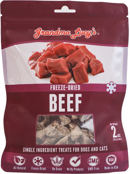 Grandma Lucy's Beef Grain-Free Freeze-Dried Dog and Cat Treats， 2-oz bag