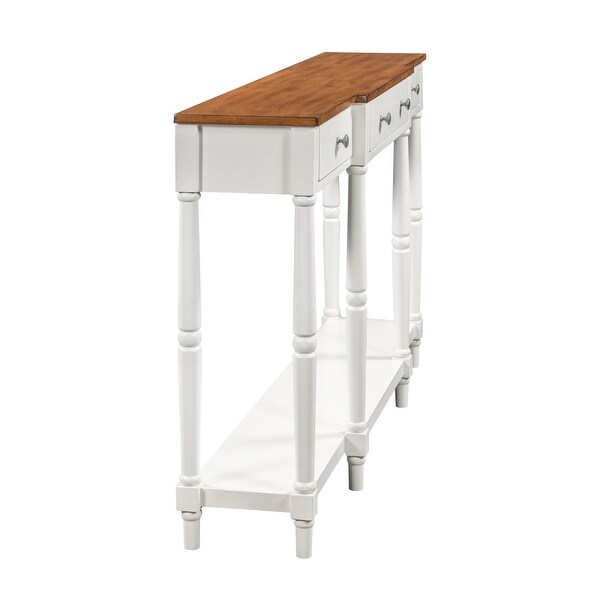 Solid Wood Console Table， Classic Entryway Table With Storage Shelf And Drawer For Home