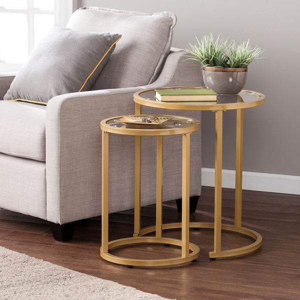 Evee Glam 2-Piece Nesting Side Tables， Gold