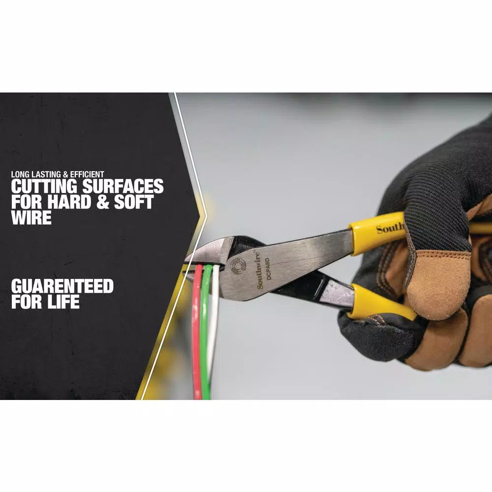 Southwire 8 in. Angled Head High-Leverage Diagonal Cutting Pliers with Dipped Handles and#8211; XDC Depot