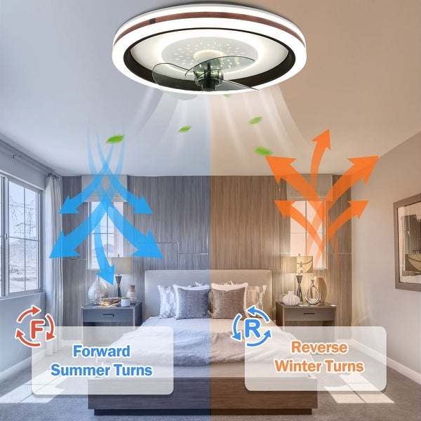 Oaks Aura 19in. Smart AppandRemote Dual Control Flush Mount Ceiling Fan with Lights， Low Profile Ceiling Fan with Remote - White Shopping - The Best Deals on Ceiling Fans | 41068370