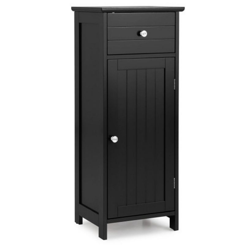 Wooden Bathroom Floor Storage Cabinet with Drawer and Shelf