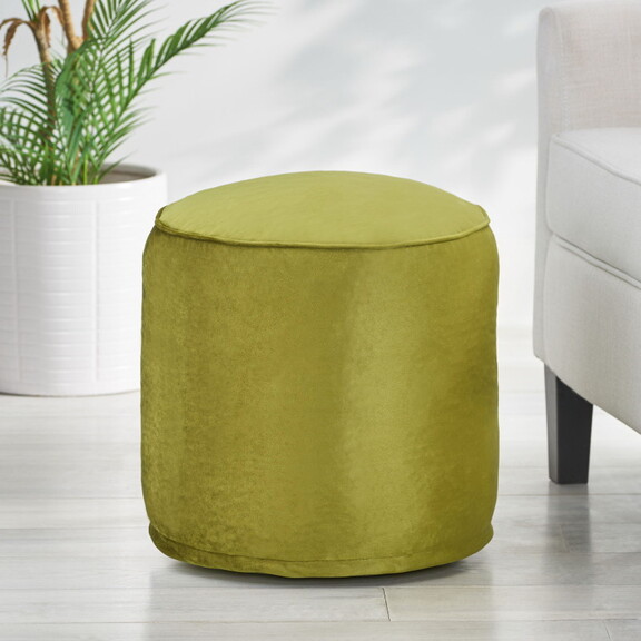 Gwinnett Modern Velveteen Cylinder Pouf  Sage Gree...