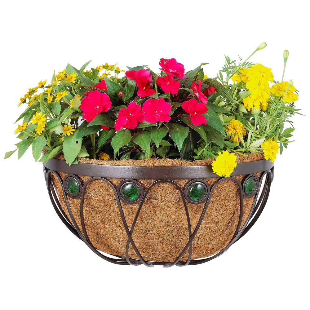 Arcadia Garden Products Emerald 20 in. Black Metal Coconut Wall Planter CB05