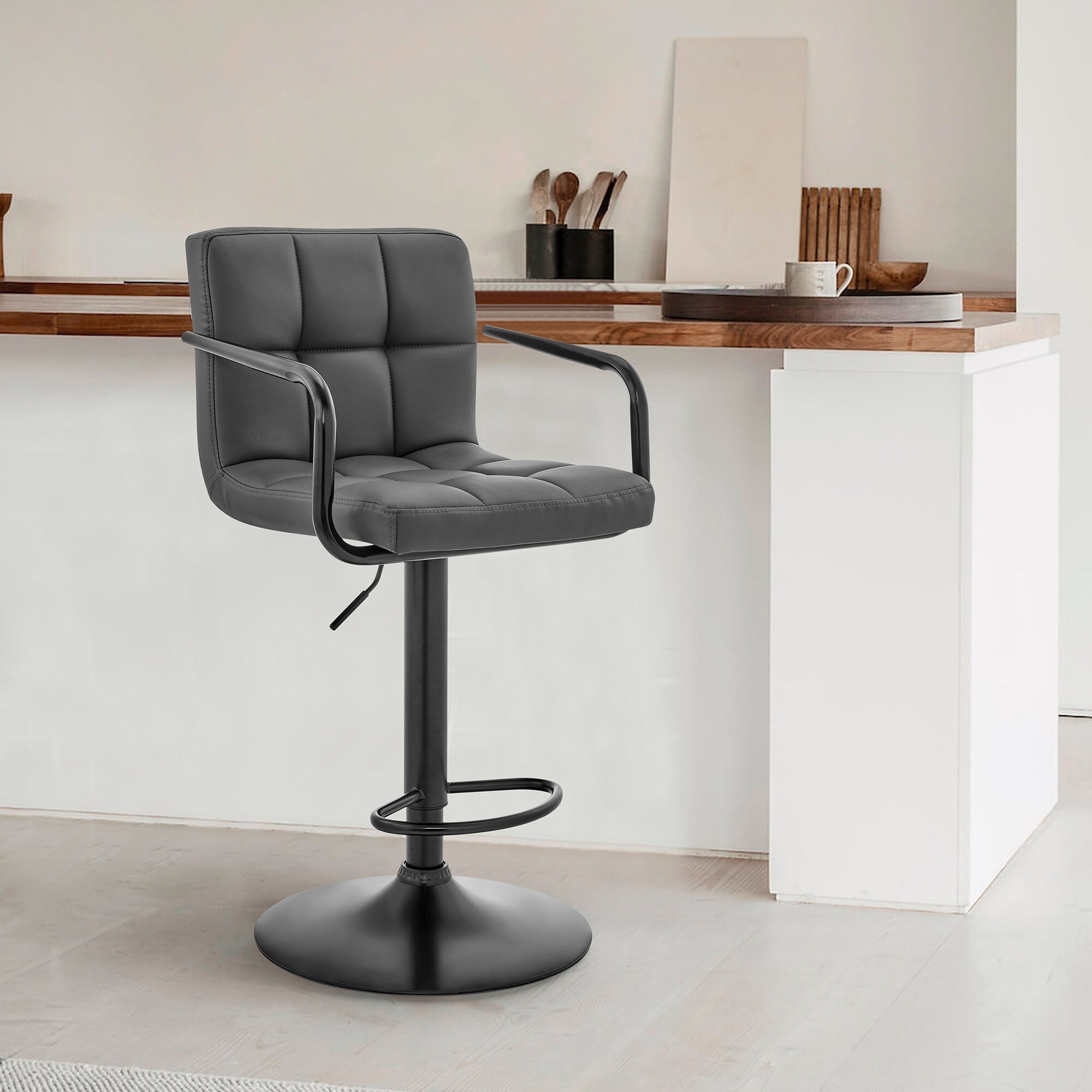 Laurant Adjustable and Swivel Faux Leather Bar Stool