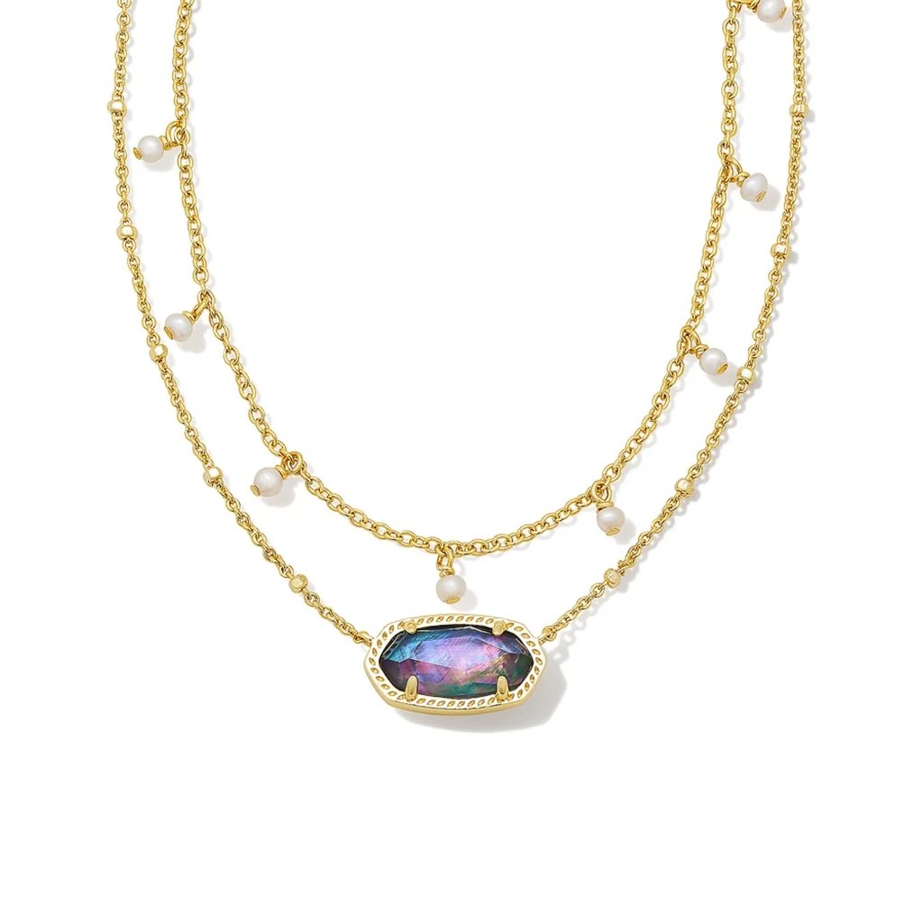 Kendra Scott  Elisa Gold Pearl Multi Strand Necklace in Lilac Abalone