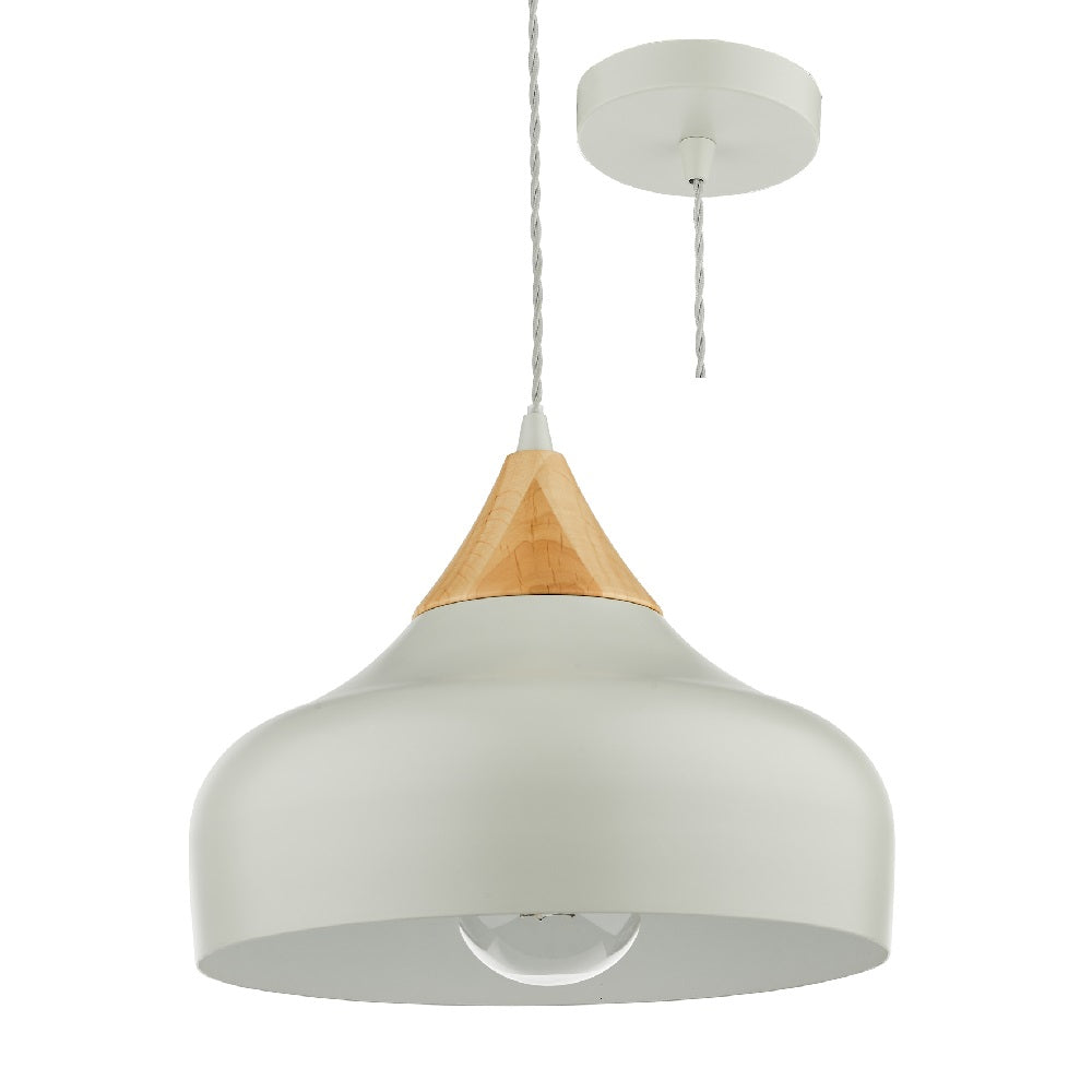 DAR GAU0139 Gaucho Grey & Wood Vintage Domed Pendant Light 32cm