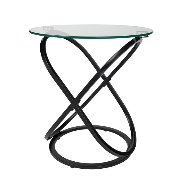 Round Galaxy Clear Tempered Glass End Table Danya B