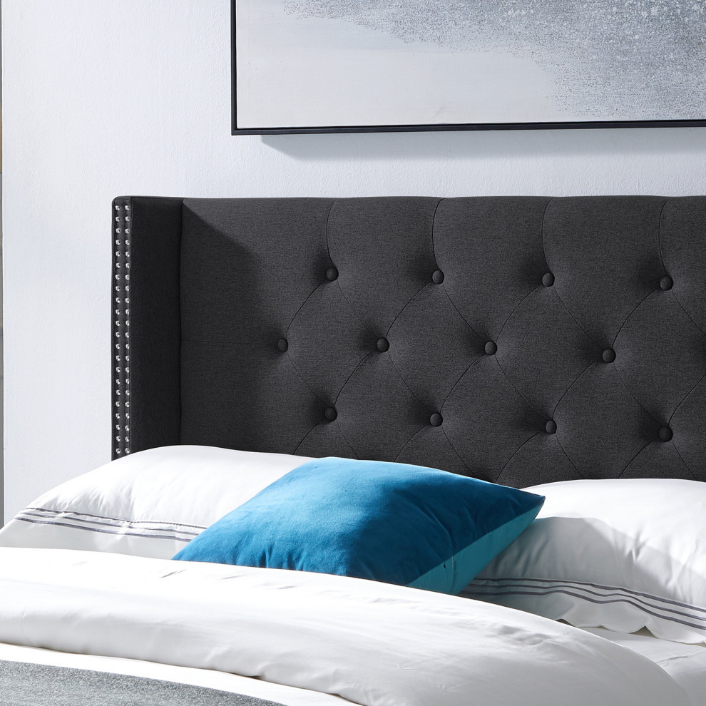 Debby Contemporary Upholstered Queen/Full Headboard   Transitional   Headboards   by GDFStudio  Houzz