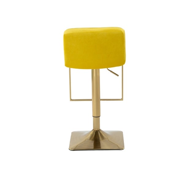 31.89 in. Adjustable Height Metal Frame Bar Stool with Velvet Seat