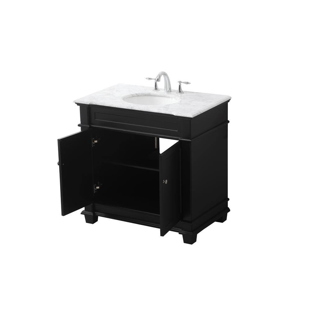 Timeless Home 36 in. W x 21.5 in. D x 35 in. H Single Bathroom Vanity in Black with White Marble TH100036BK