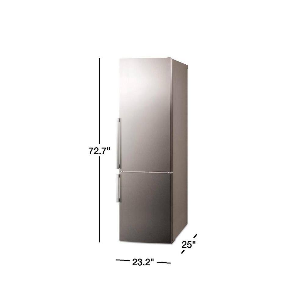 Summit Appliance 24 in. 11.35 cu. ft. Bottom Freezer Refrigerator in Stainless Steel Counter Depth FFBF246SS