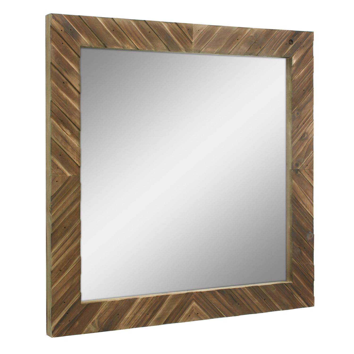 Stonebriar 20  x 20  Brown Modern Square Wood Chevron Wall Mirror  Crowdfused