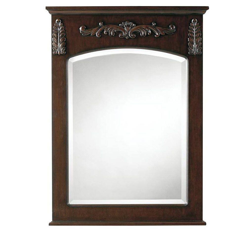 Home Decorators Collection 22 in. W x 32 in. H Framed Rectangular Bathroom Vanity Mirror in Antique Cherry 1590410190