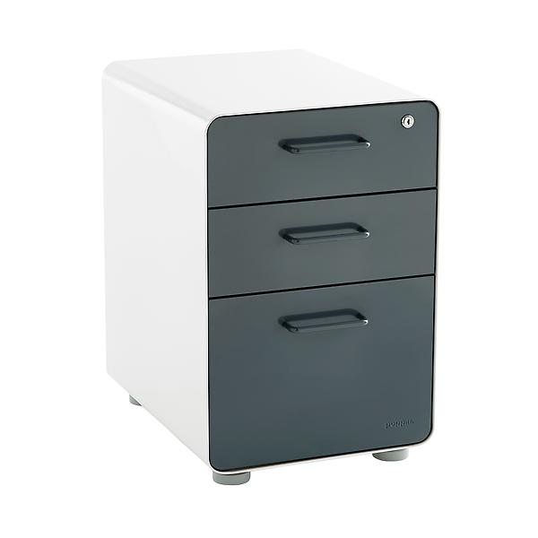 Poppin Dark Grey 3Drawer Stow Locking Filing Cabinet