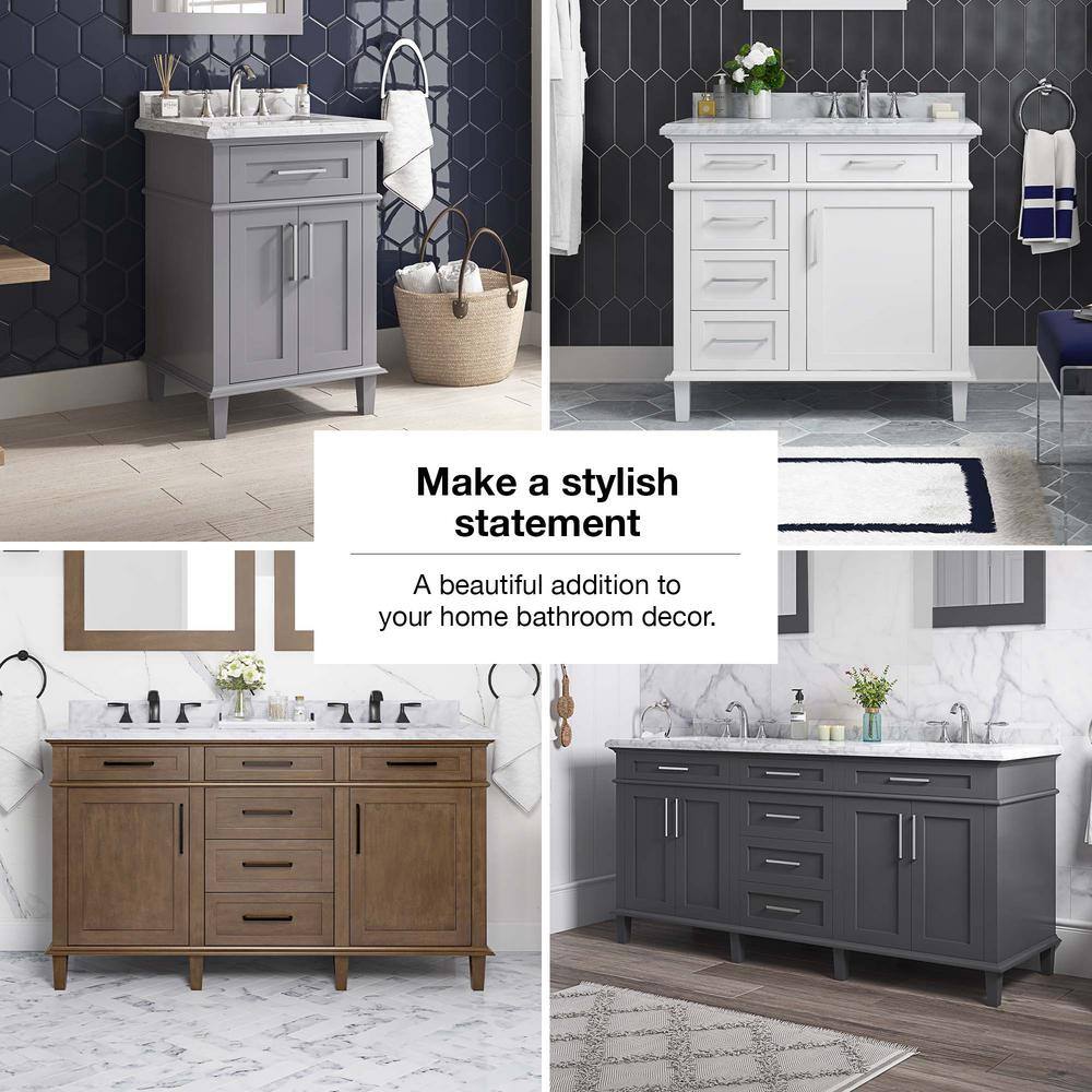 Home Decorators Collection Sonoma 60 in. W x 22 in. D x 34 in H Bath Vanity in White with White Carrara Marble Top 8105300410