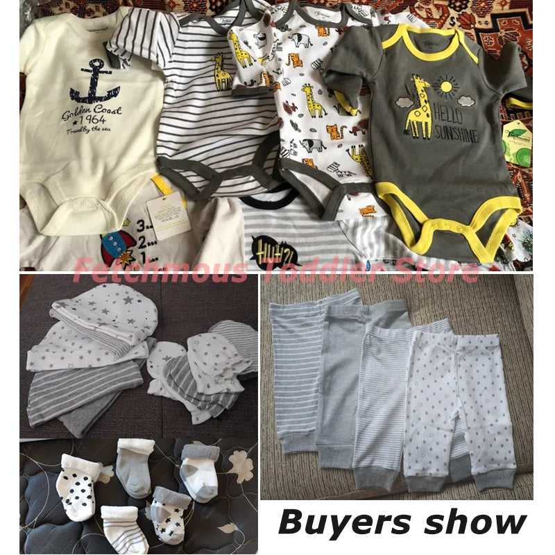 Newborn Clothes Set Gift 23Pcs/lot Bodysuits+Pants+Hat+Gloves+Socks Baby Boy Outfits 0 to 3 &3 to 6 Months Girl Toddler Clothing