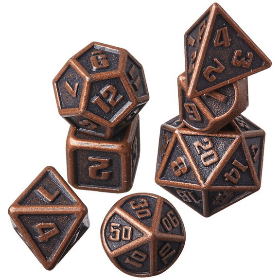 Brybelly Mini Metal Dice Set  Ancient Copper