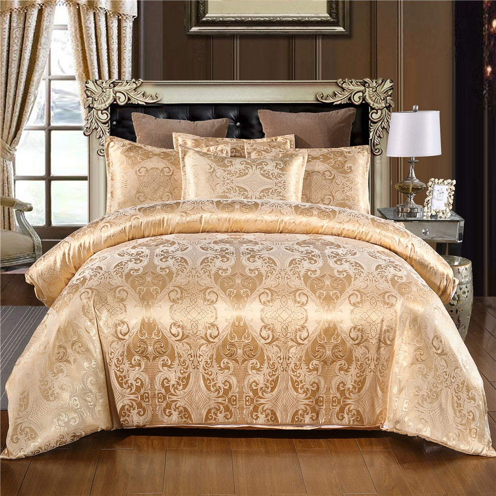 Luxury Bedding Set Satin Jacquard 3pcs  Duvet Cover Set