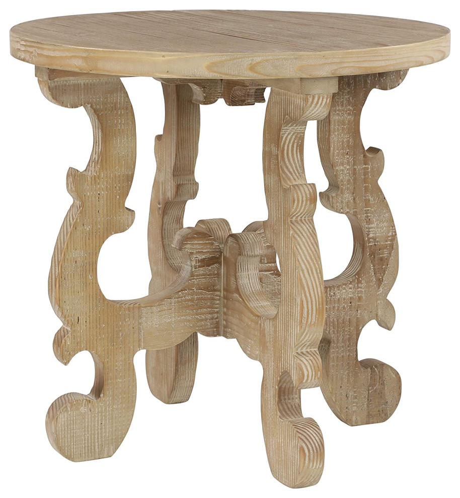 French Country End Table  Pine Wood Construction With Carved Scalloped Base   Transitional   Side Tables And End Tables   by Declusia  Houzz