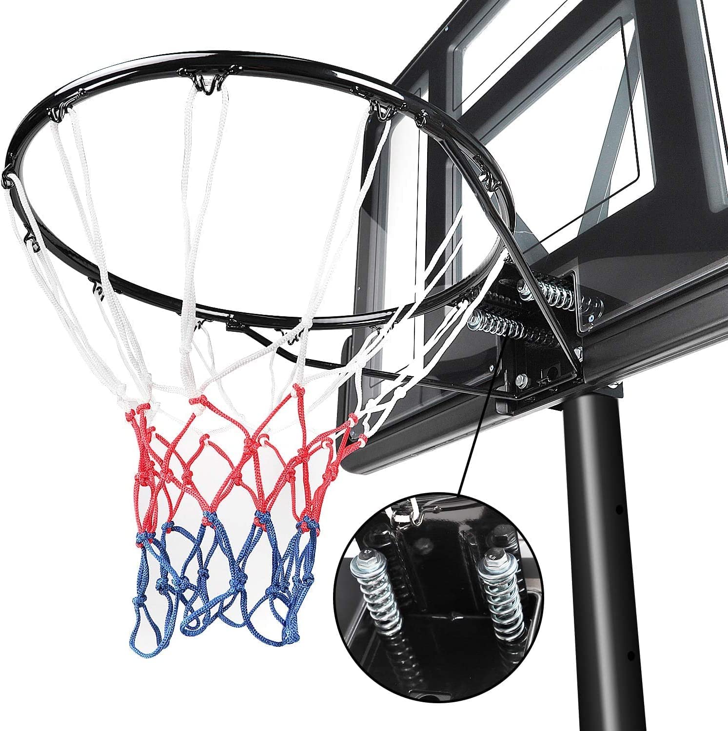 Dripex Portable Basketball Hoop and Goal Adjustable Height 4.4 -10FT， 43” Basketball Backboard Stand with Wheels and Fillable Base Professional Court System for Adults Teenagers Indoor/ Outdoor， Black