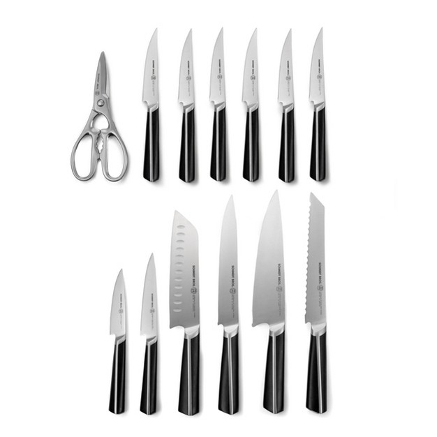 Schmidt Bros Cutlery Highline 14pc Knife Block Set Black silver