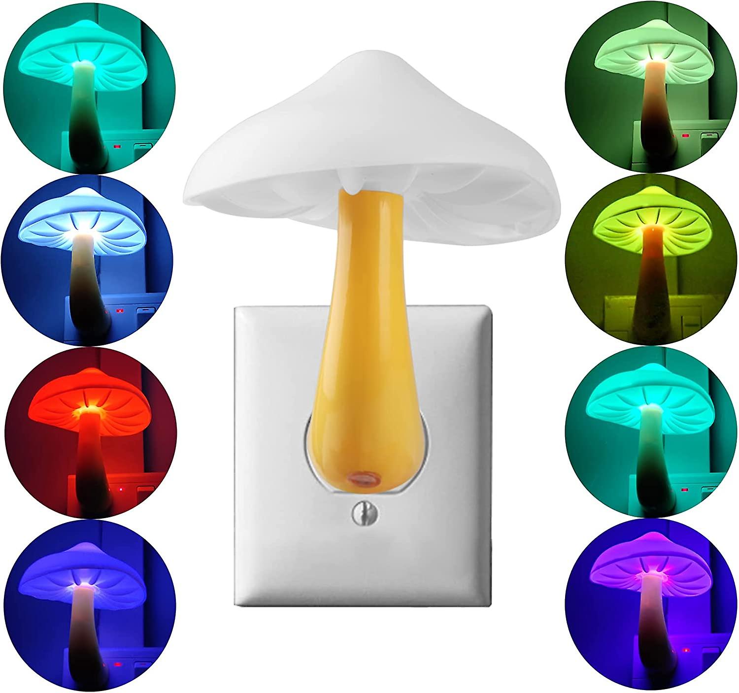 Mushroom Sensor Led Night Lightplug In 7 Color Changing Magic Lamp， Mini Dream Bed Cut Colourful Night Lights For Adults Kids