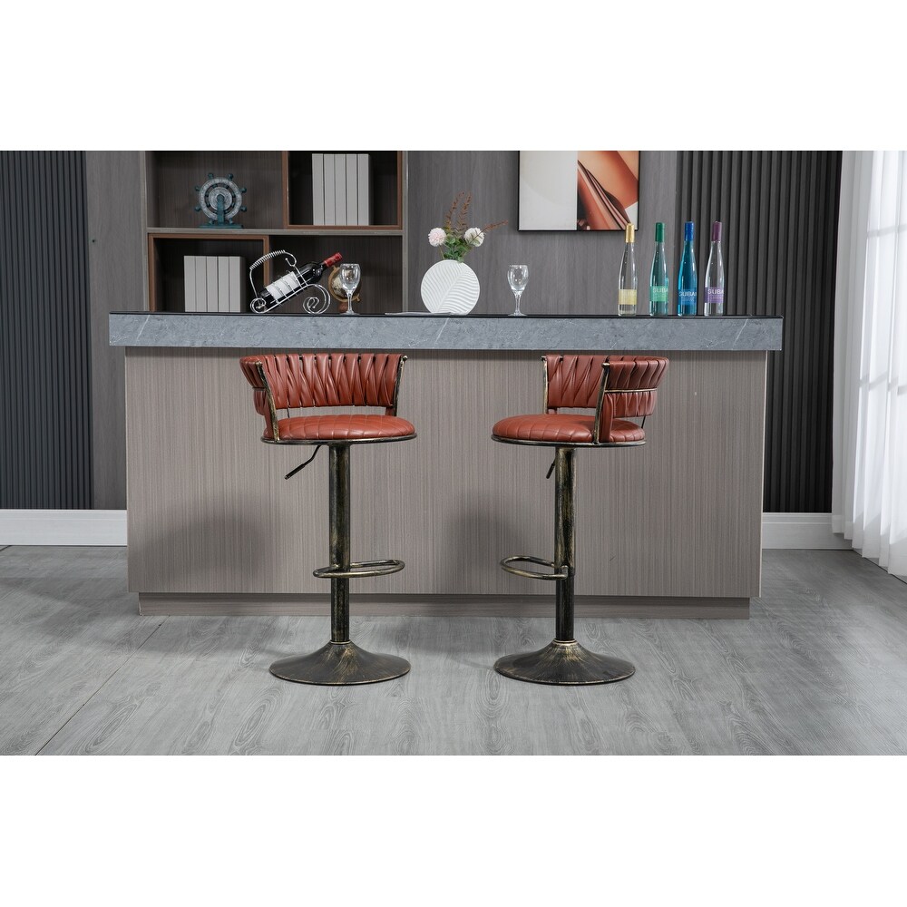 Swivel Bar Stools Set of 2 Adjustable Counter Height Chairs with Footrest for Kitchen  Dining Room 2PC/SET