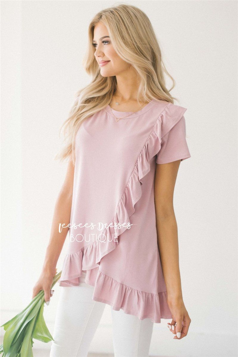 Asymmetric Ruffle Hem Tunic