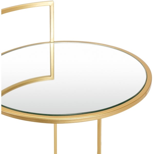 Marinea Round Mirror and Metal End Table - 22