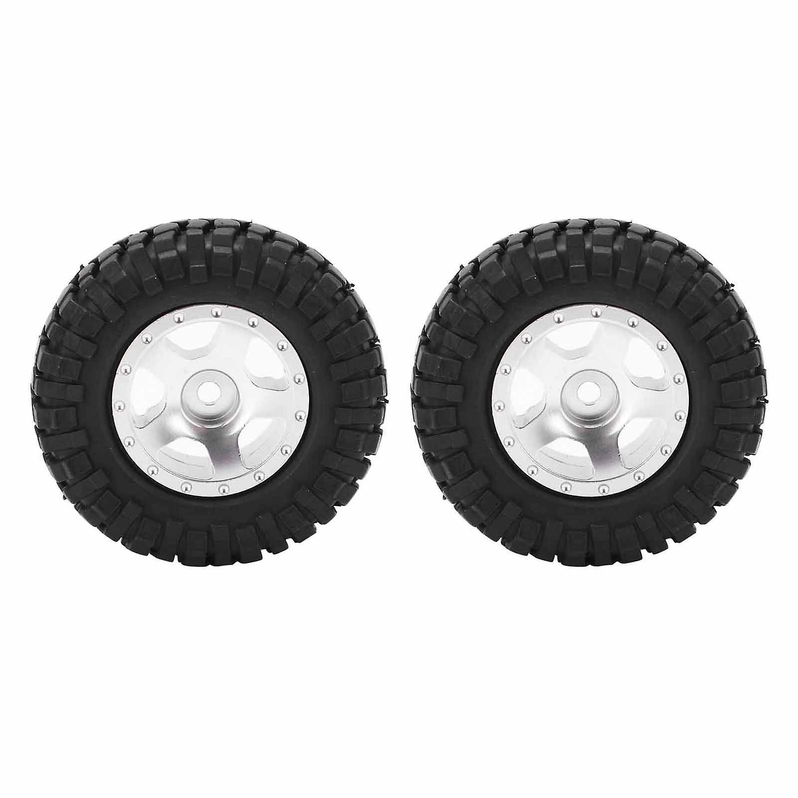 2pcs Rc Wheels Metal Remote Control Car Tires Replacement Parts For Axial Scx24 90081silver