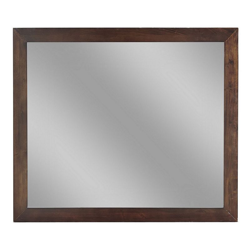 Rustic Style Rectangular Wooden Frame Dresser Mirror， Brown