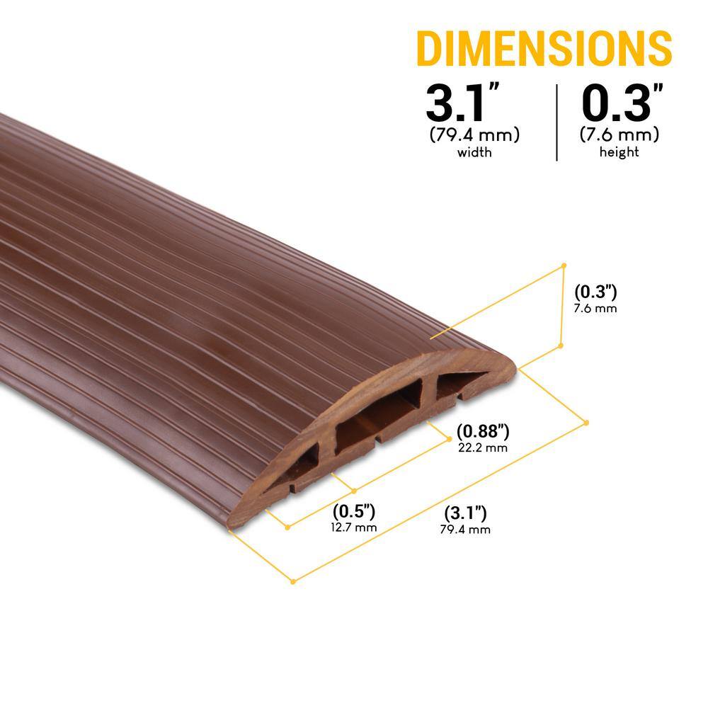 Stalwart 4 ft. 3-Channel Floor Cord Protector in Brown NNGSR107