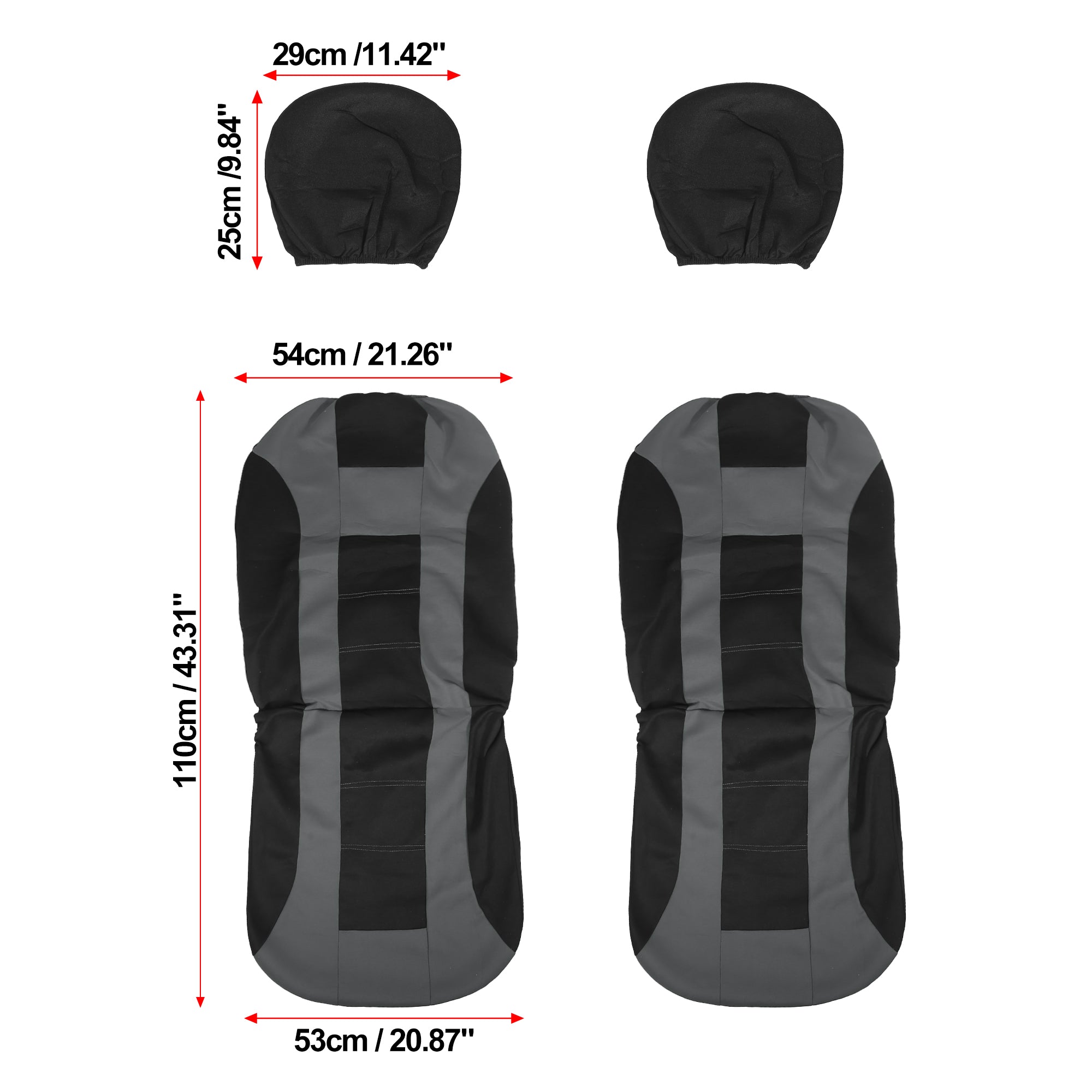 Unique Bargains Universal Front Fit Full Set Car Seat Cover Fabric Seat Protector Pad for Vehicle Truck SUV Black Gray