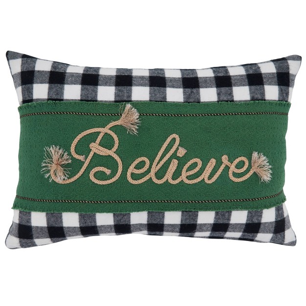 x27 believe x27 Buffalo Plaid Poly Filled Lumbar Throw Pillow Saro Lifestyle