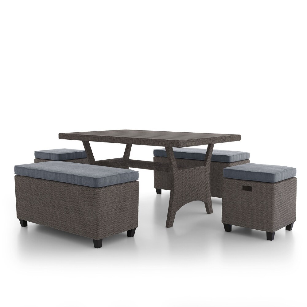 Decker Modern Wicker 5 Piece Outdoor Open Dining Set by M L Co.