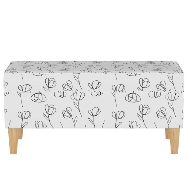 Skyline Furniture Storage Bench Contoured Tulips White