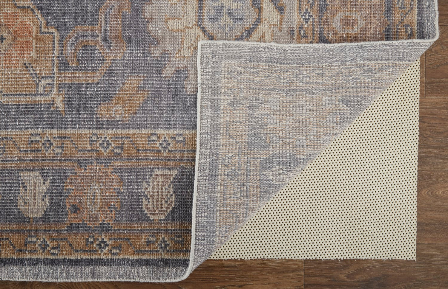 Tierney Hand-Knotted Ornamental Stone Blue/Apricot Tan Rug