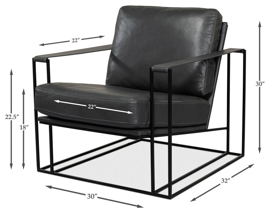 Oryan Black Leather Accent Chair Metal Frame   Contemporary   Armchairs And Accent Chairs   by Sideboards and Things  Houzz