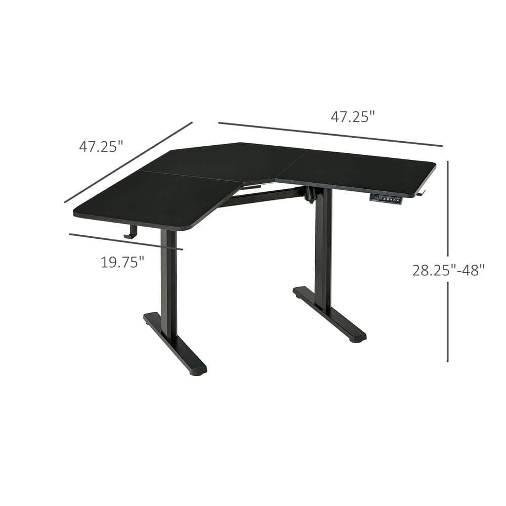 Vinsetto Modern 65.75 in. V-Shaped Black Standing Desk 920-075V80BK