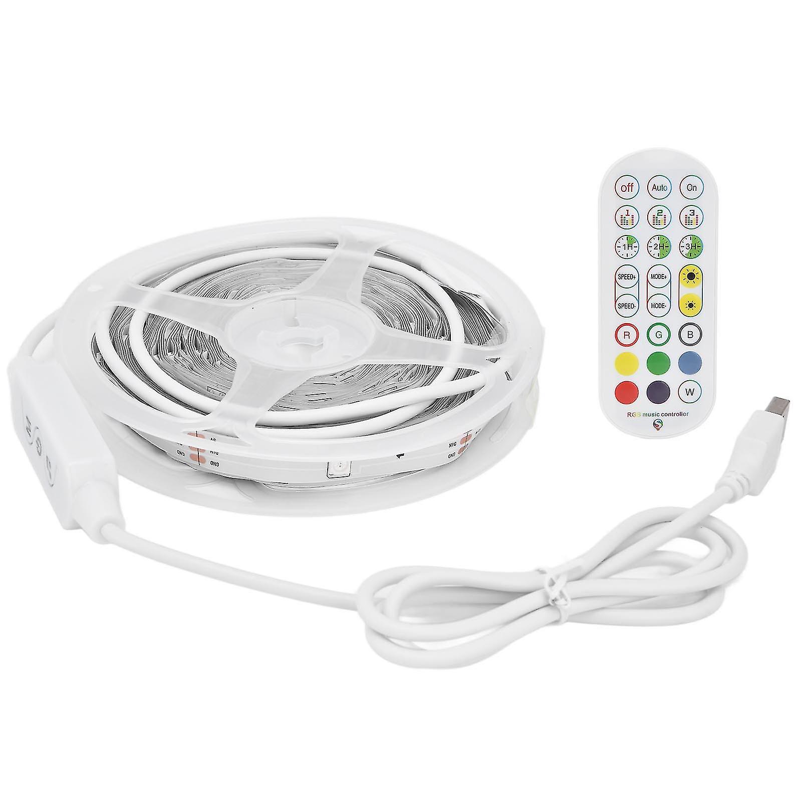 5m/16.4ft RGB Strip Lights USB 5V Colorful Music Sync Voice Control Lamp with Bluetooth App Remote Control