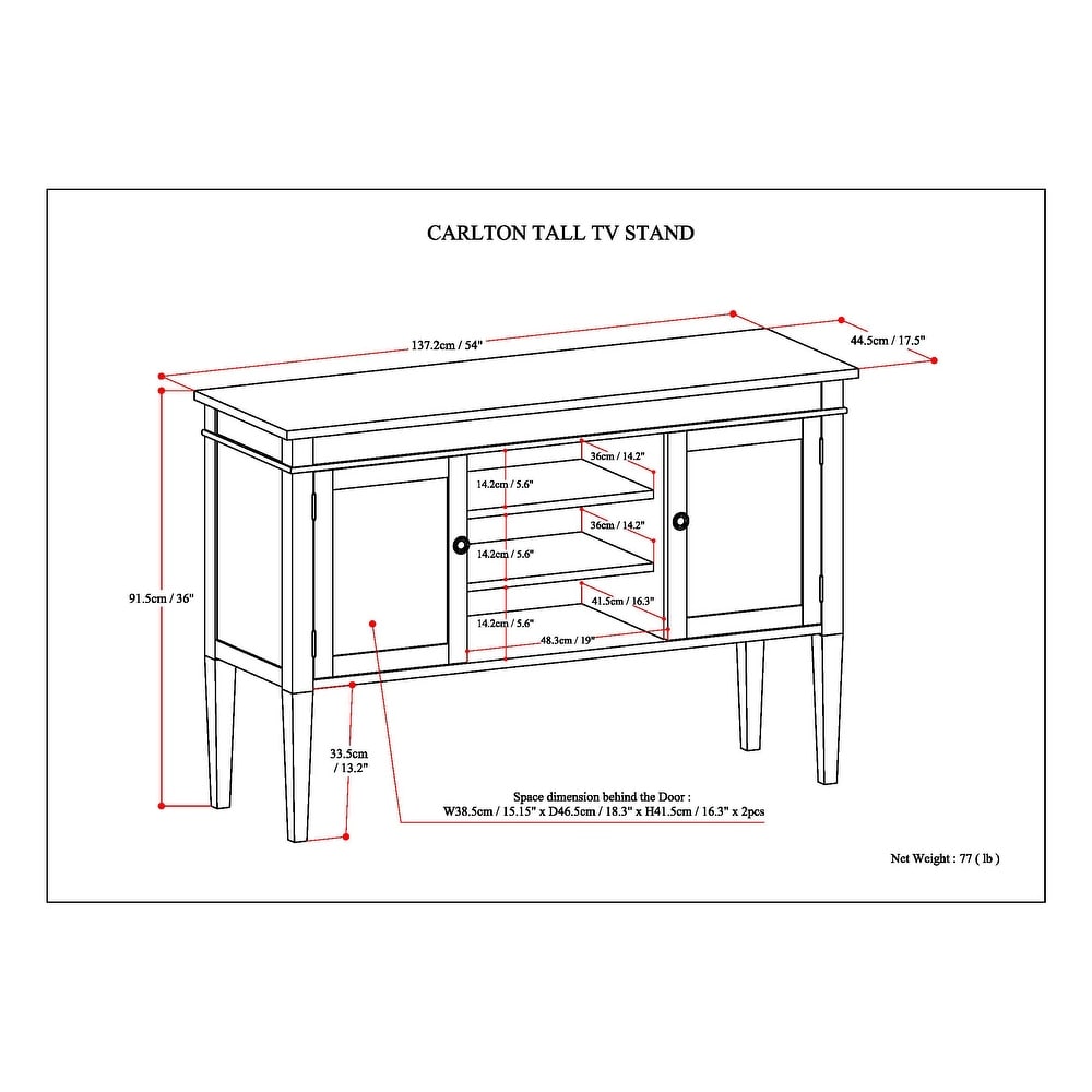 WYNDENHALL Sterling SOLID WOOD 54 inch Wide Transitional TV Media Stand For TVs up to 60 inches