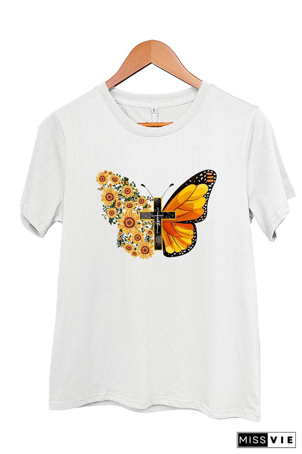 Butterfly Print Short Sleeve Graphic Tee Wholesale