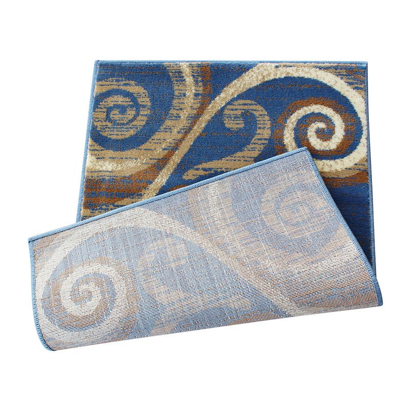 Masada Rugs Masada Rugs Stephanie Collection 2'x3' Area Rug Mat with Modern Contemporary Design in Blue， Beige and Brown - Design 1100